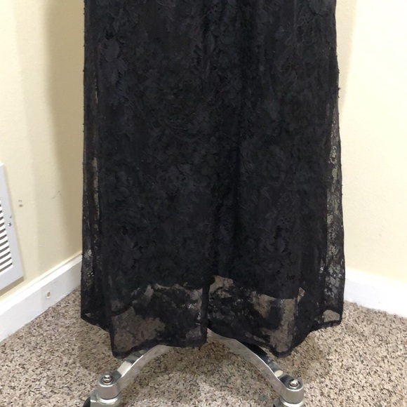 Badgley Mischka Lace Column Gown Size 2 Black Floral Lace - Picture 4 of 11
